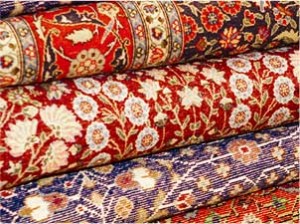 Collection of Blue & Red Oriental Rugs in our Saratoga Springs showroom
